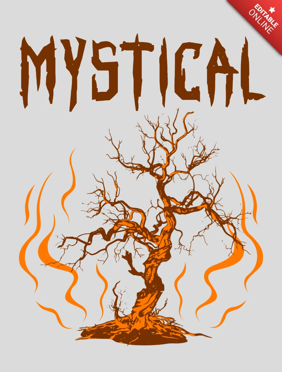 Editable Mystical Tree Design Template for T-Shirt Printing
