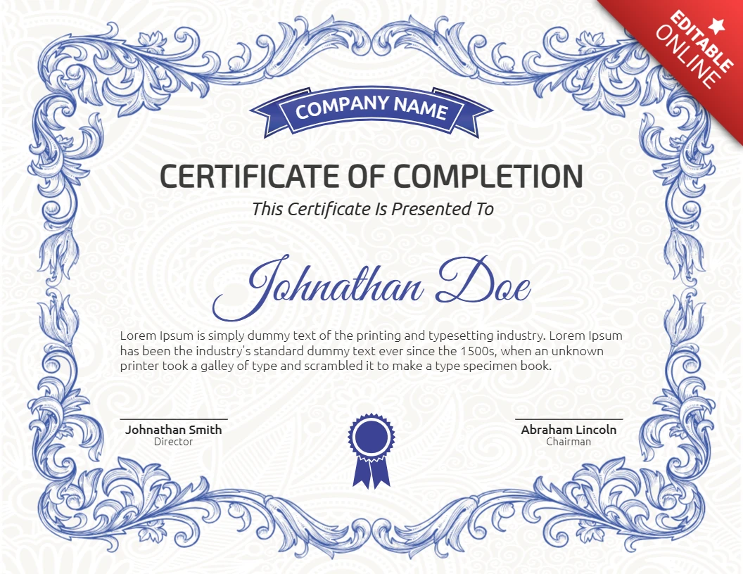 Elegant certificaat van erkenning vintage frame post ontwerpsjabloon