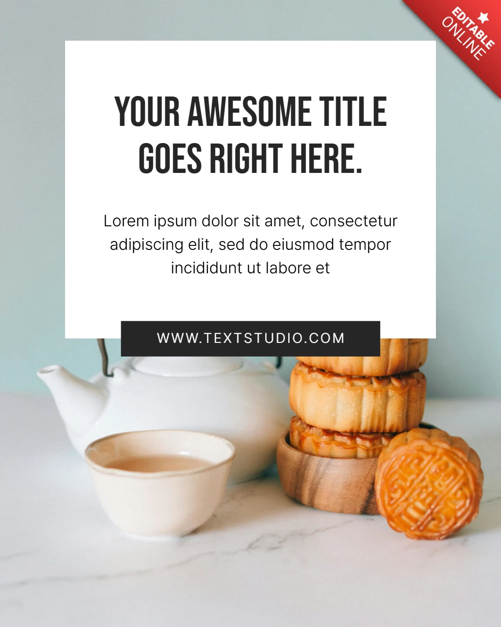 Tea and Mooncakes Aesthetic Instagram Post Design Template