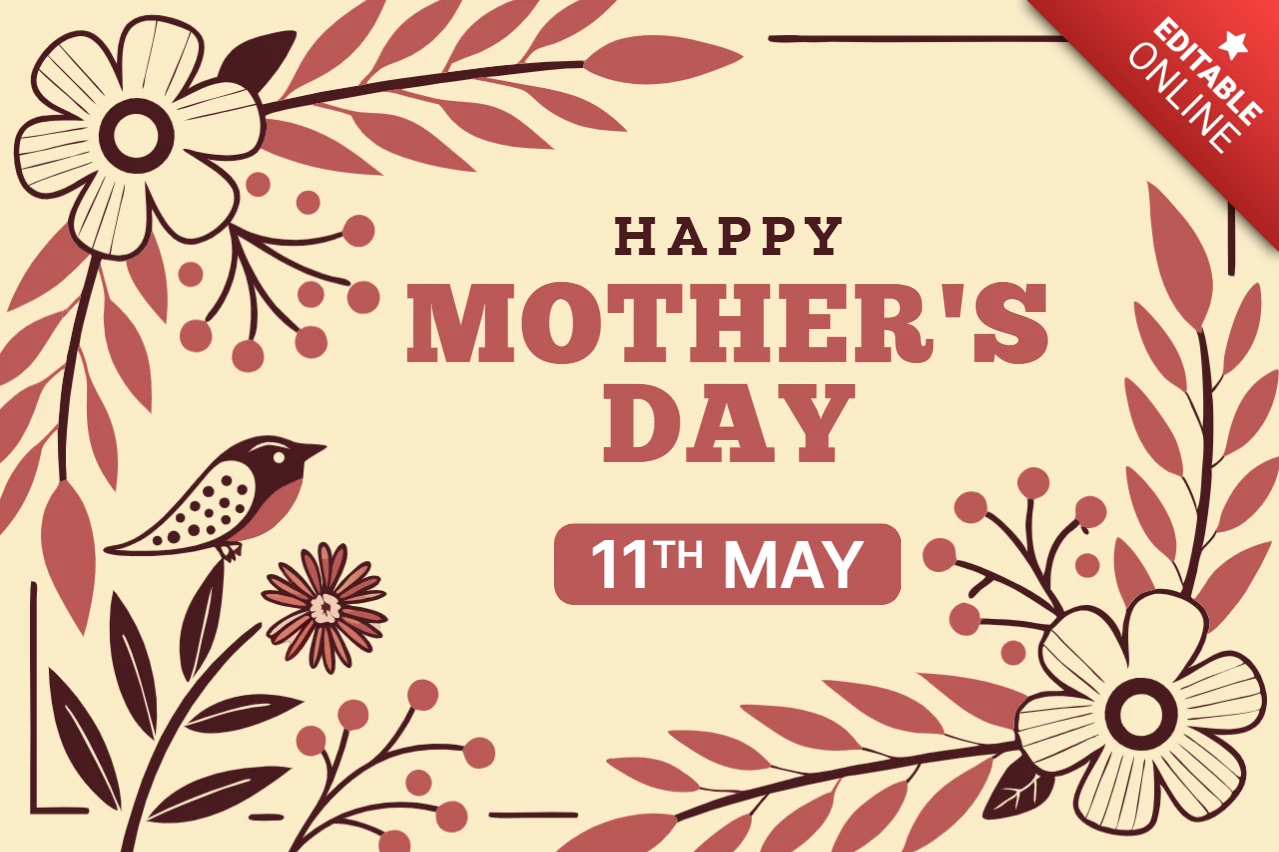 Diseño de plantilla floral vintage para el día de la madre - editable para celebraciones