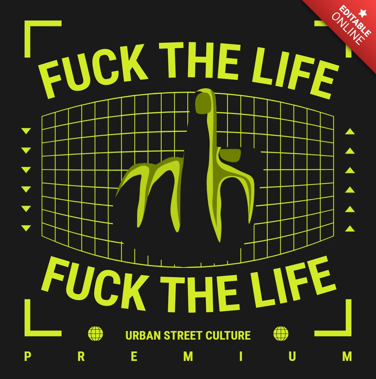 Plantilla de diseño gráfico de cultura urbana para ropa con gesto de mano audaz.
