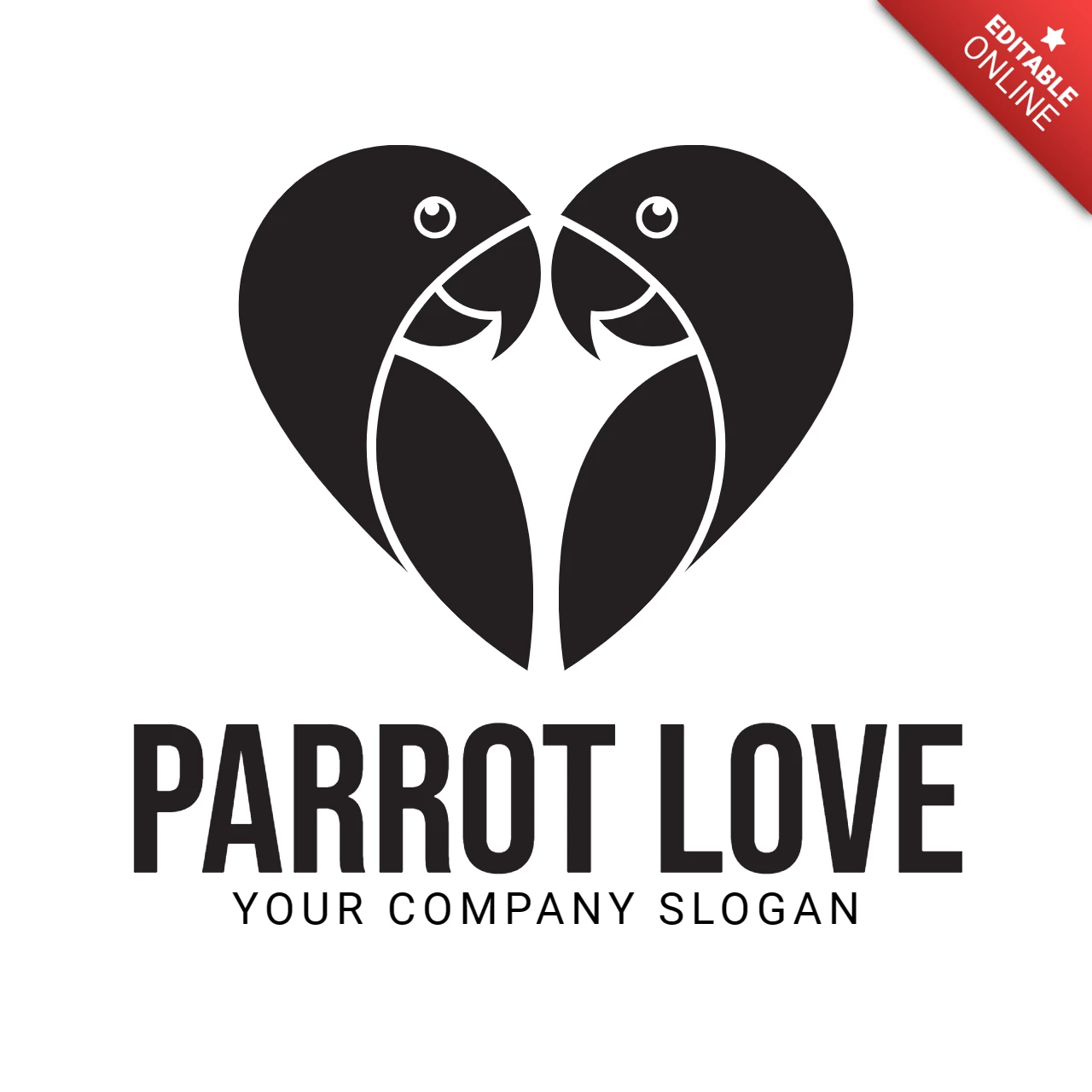 Parrot Bird Love Logo Design Template
