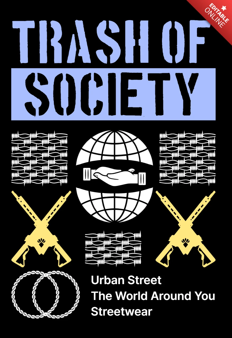 Urban Streetwear Design Template Featuring Bold Trash of Society Graphic