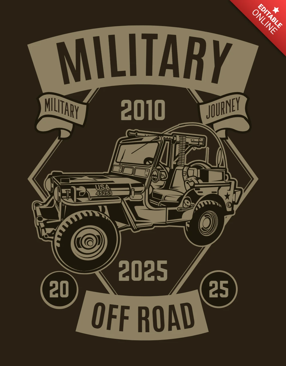 Modelo de design de camiseta militar off-road