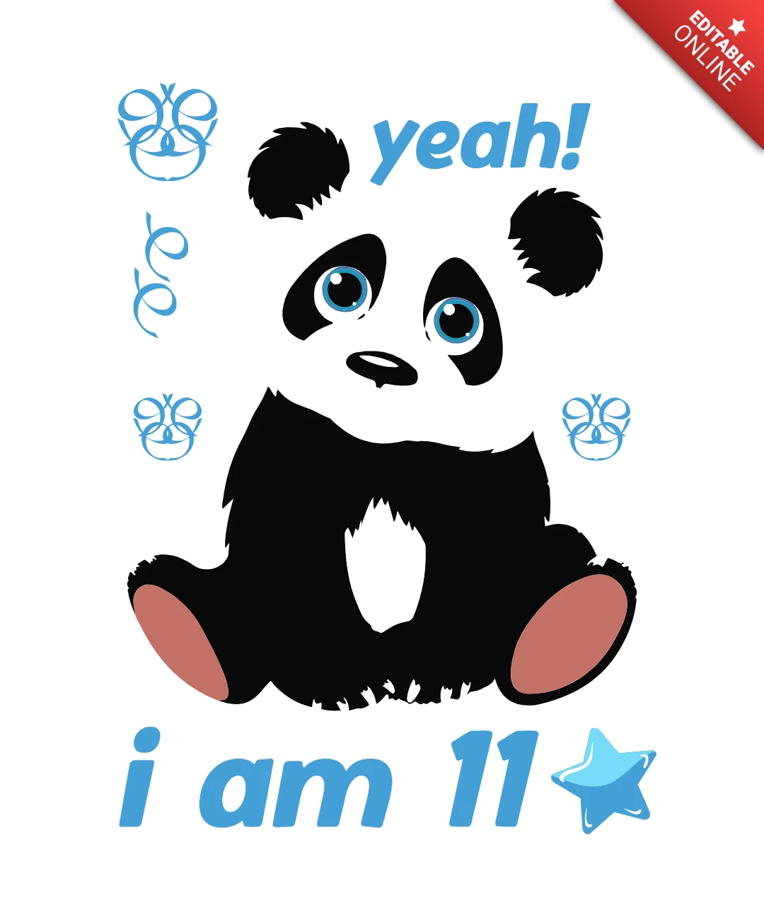 Yeah i am 11 panda t-shirt design template