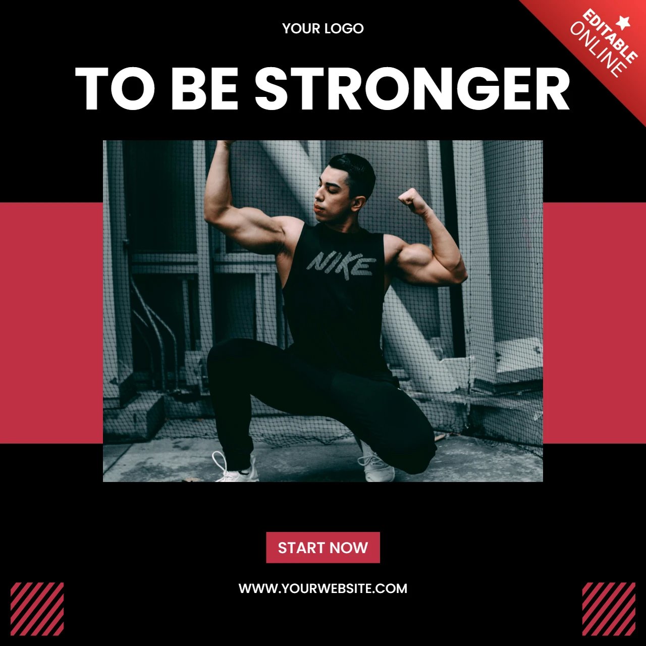 Be Stronger Gym Social Media Post Design Template