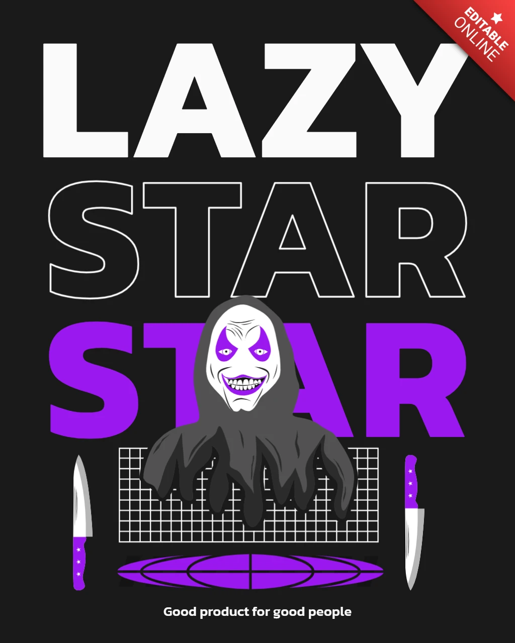 Ostry szablon graficzny do odzieży z leniwą postacią gwiazdy