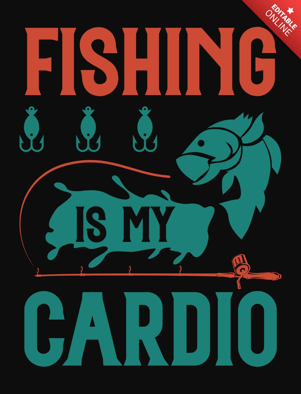 Fishing is my cardio plantilla de diseño de camiseta