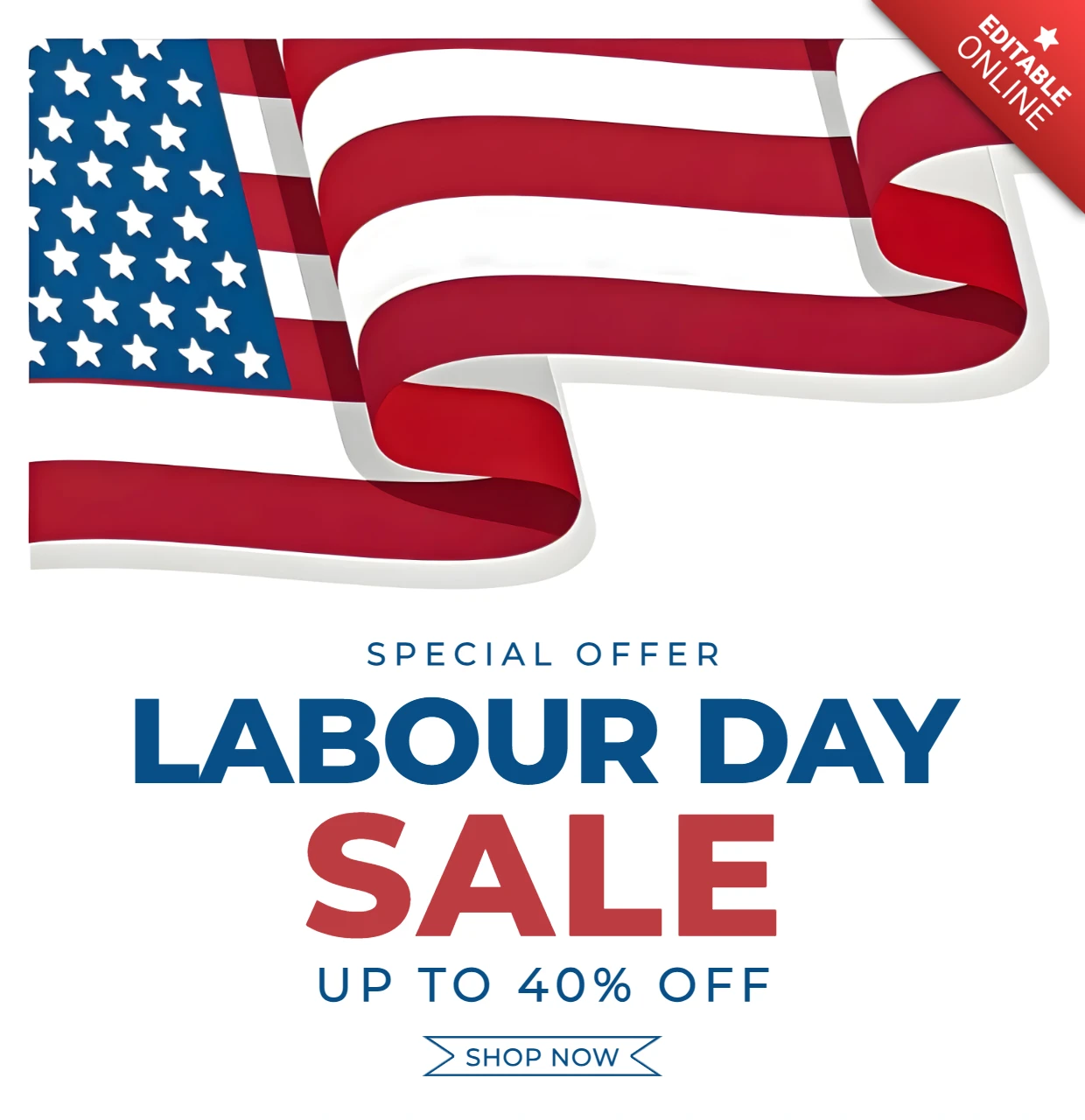 Patriotic Labour Day Sale Template Design - Editable Promotional Banner