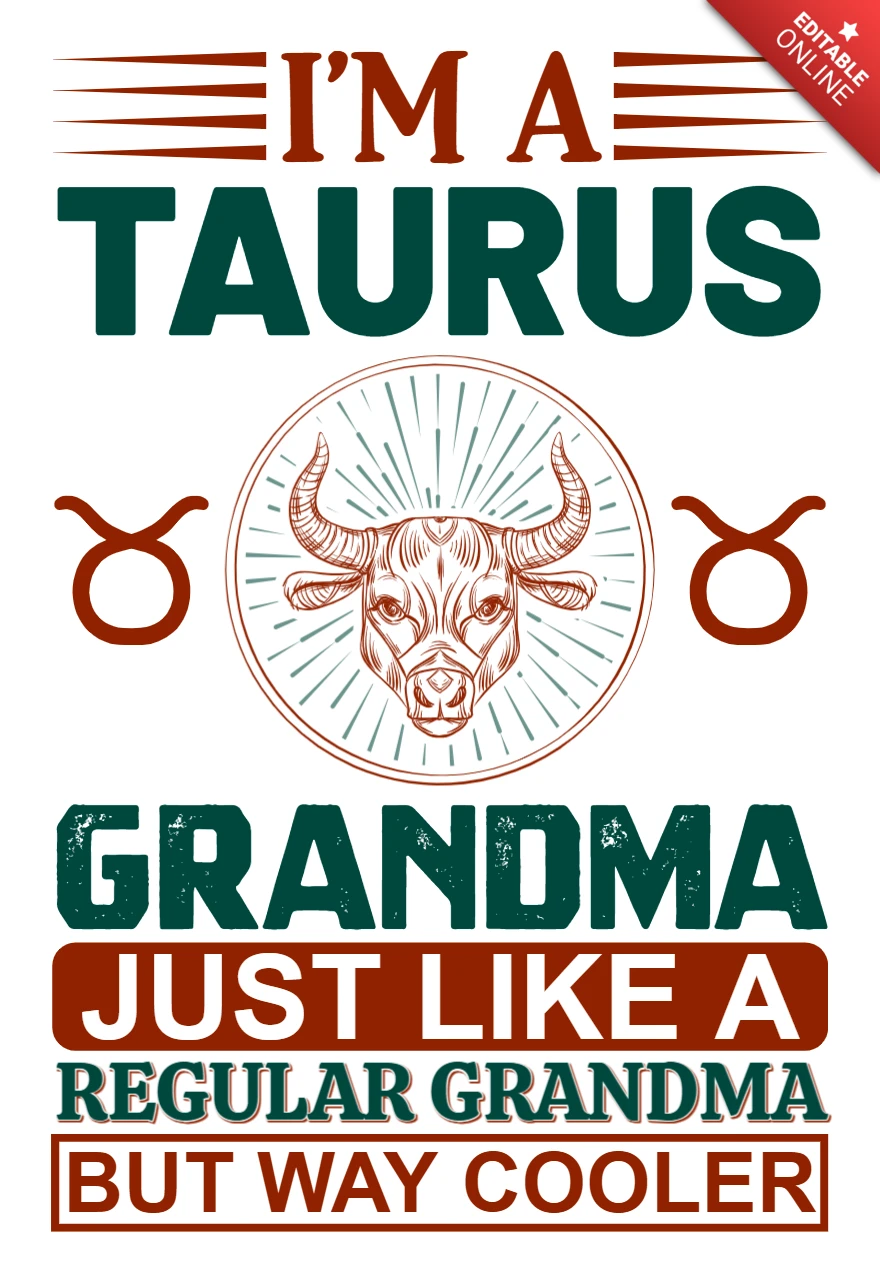 Vintage Taurus Grandma Design Template for Fun and Unique Gifts