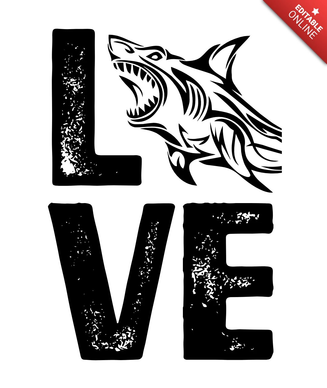 Edgy Haifisch Liebe Designvorlage für anpassbare Kunstwerke