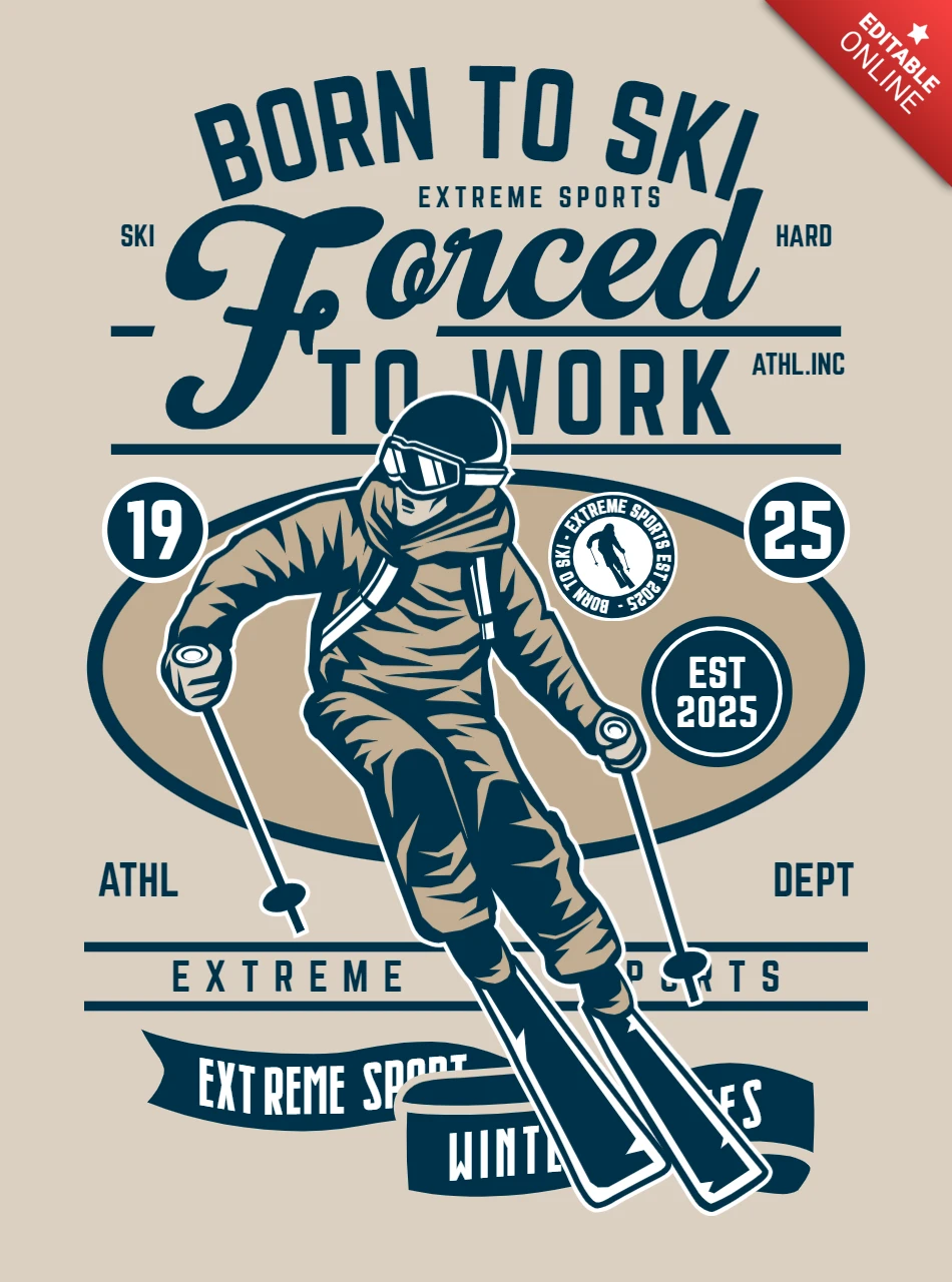 Born to Ski T-Shirt Design Template