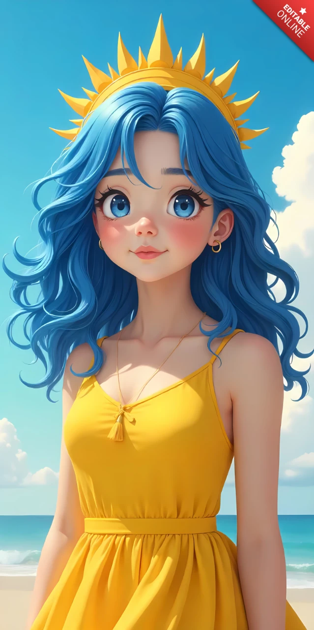 Sunny Beach Vibes Editable Character Design Template