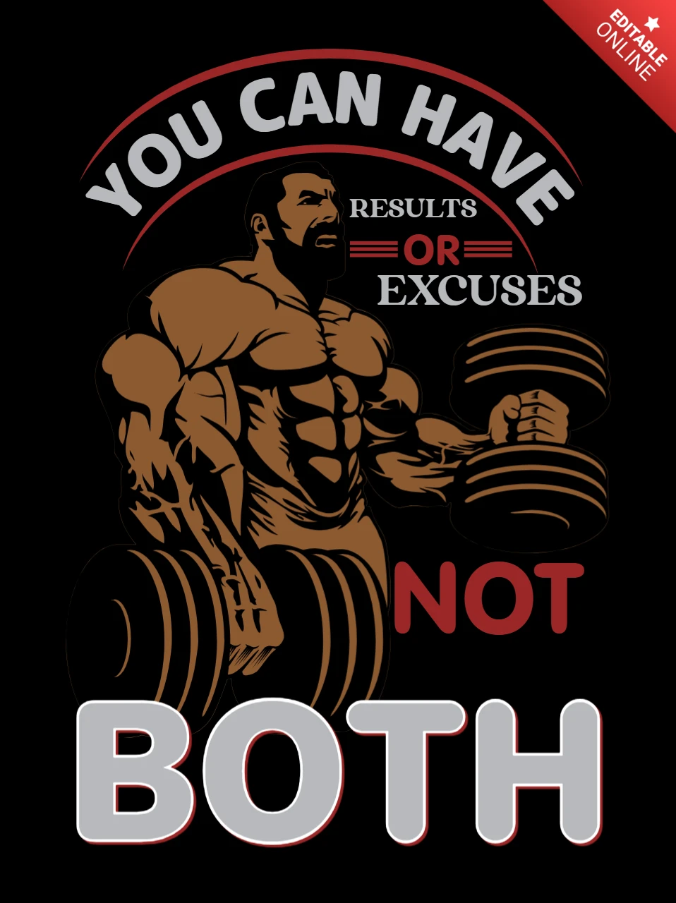 Fitness motivasyon tasarım şablonu: cesur tipografi ve güçlü grafikler
