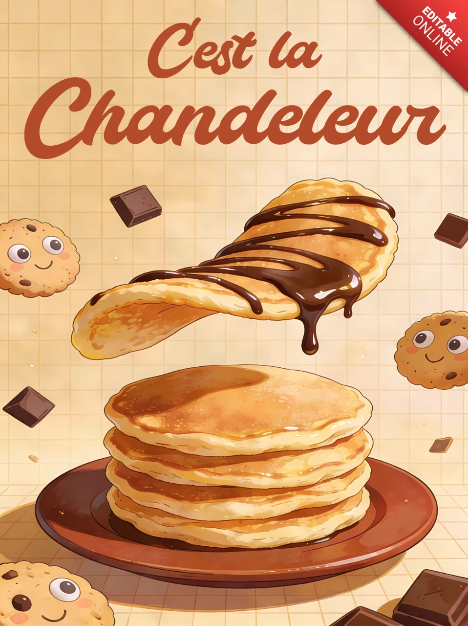Modelo de design de panqueca Chandeleur para pôsteres de comida e cartões de saudação