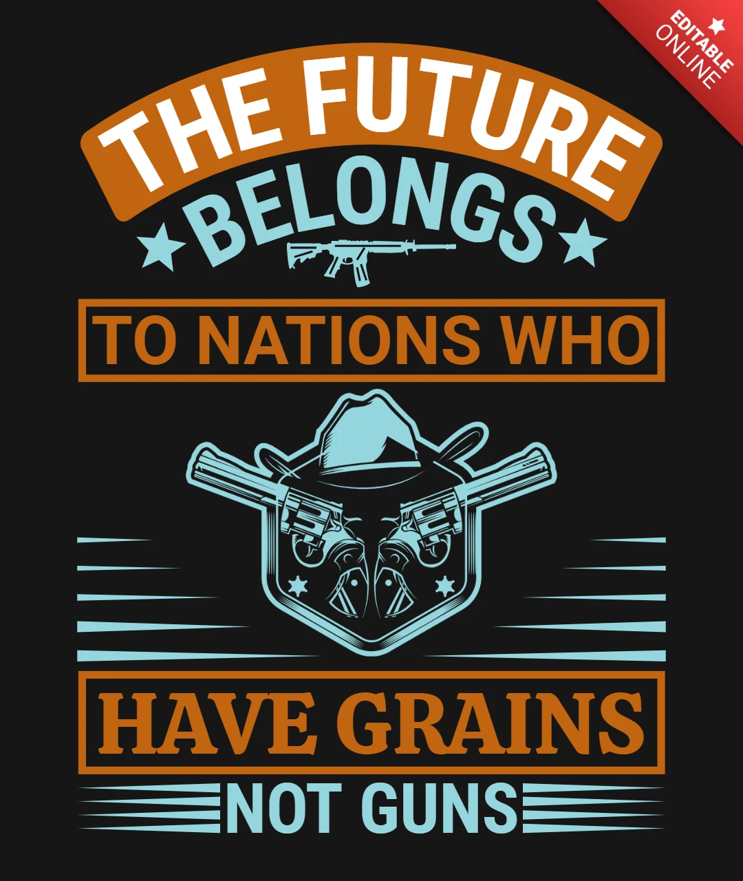 銃ではなく穀物を持つ国に属する 引用Tシャツデザインテンプレート