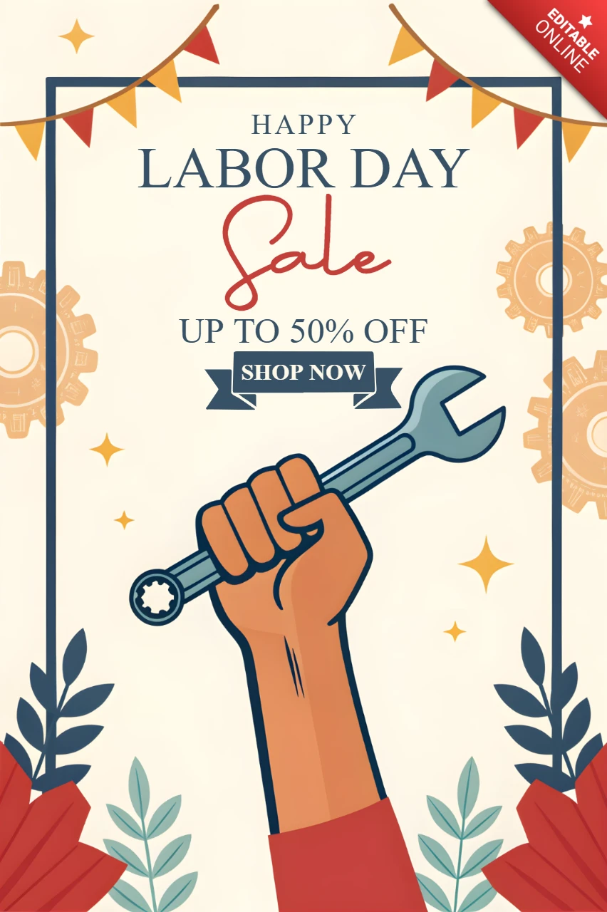 Labor Day Sale Design Template - Retro Style Promotional Graphic