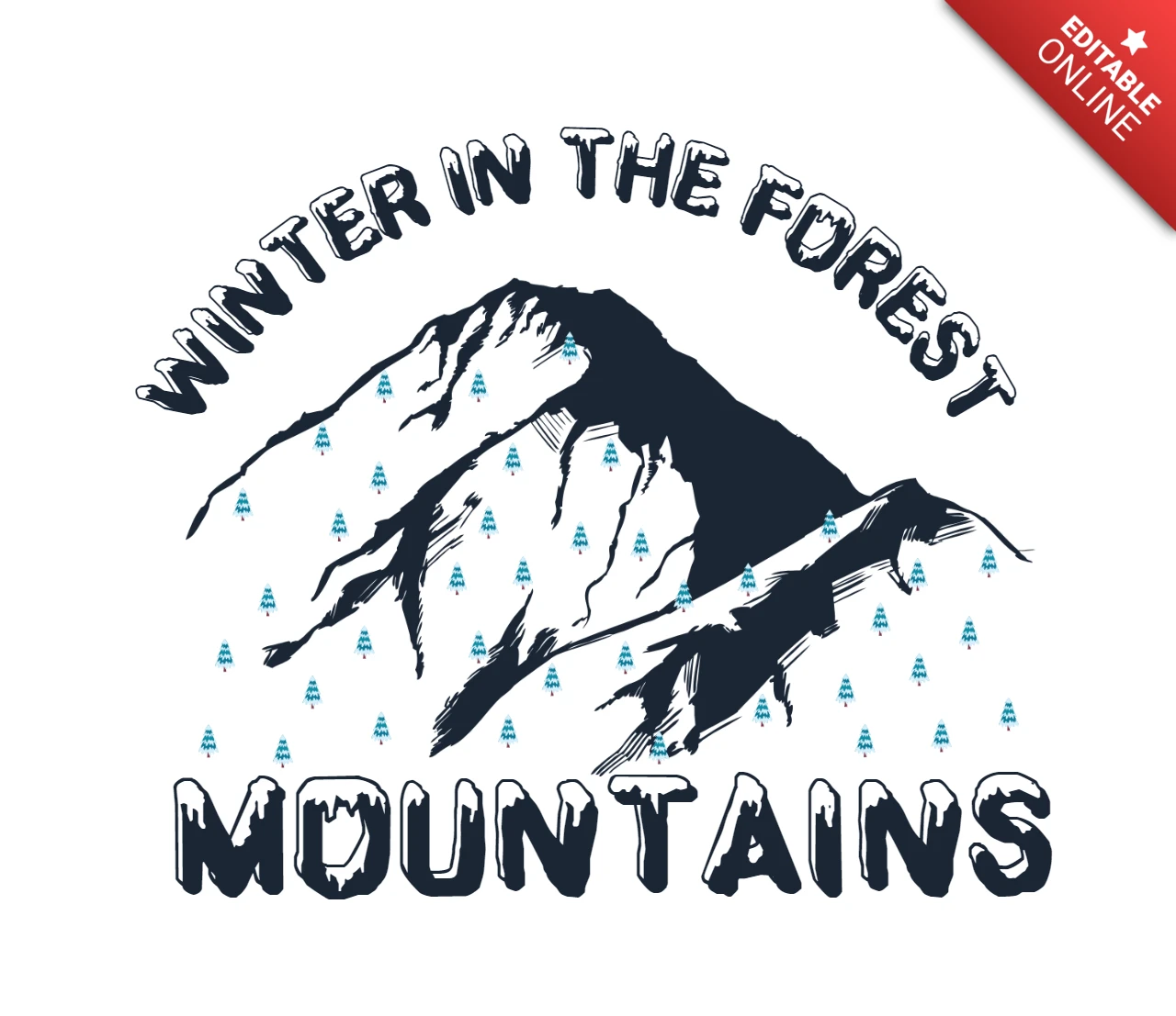 Winter in het bos t-shirt ontwerp sjabloon