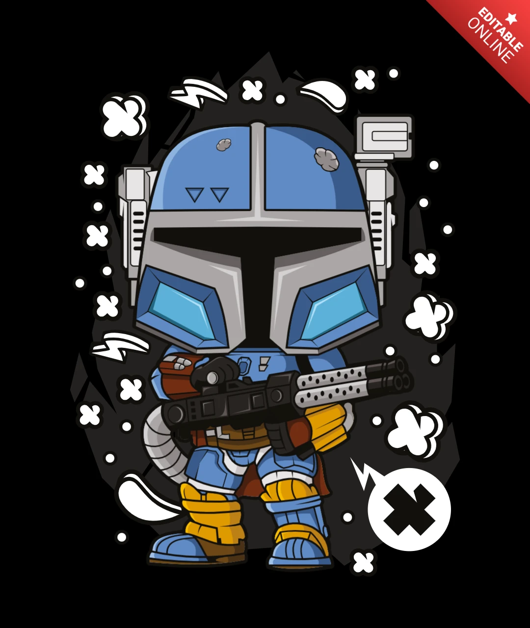 Mandalorian pop star wars cultura pop plantilla de diseño de camiseta