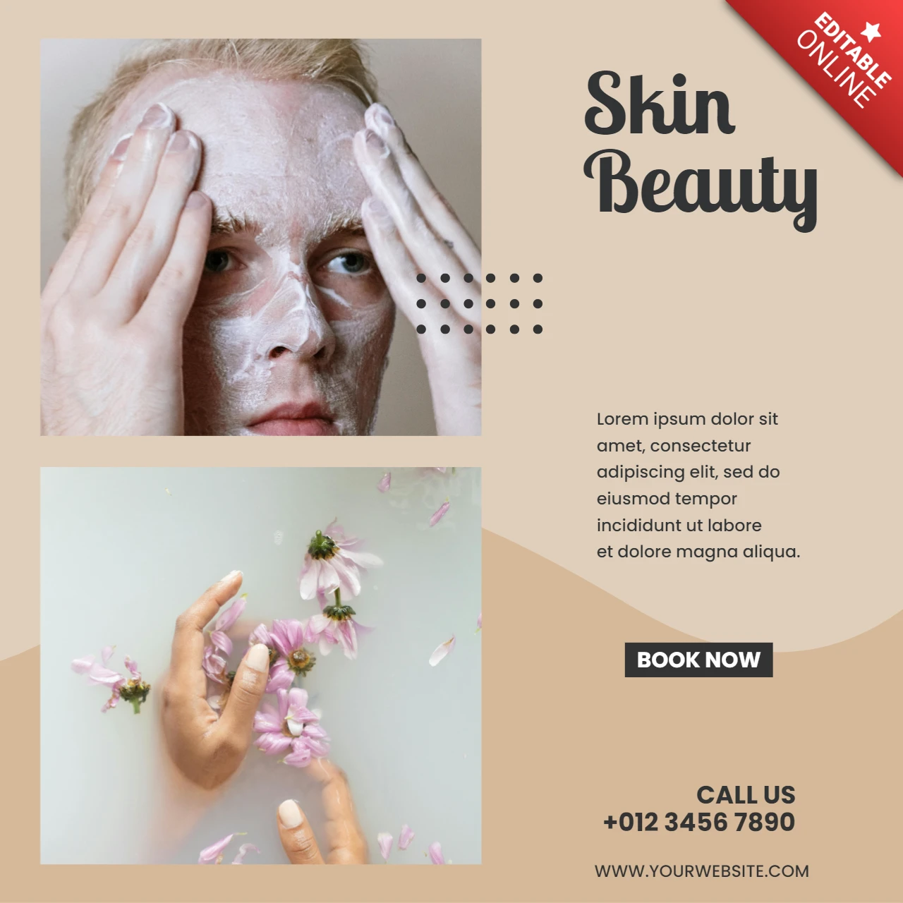 Chic Eye-Catching Beige Promotional Instagram Post Design Template