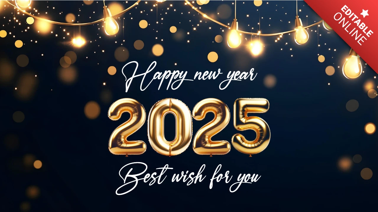 Lichterkette frohes neues Jahr 2025 Design Vorlage