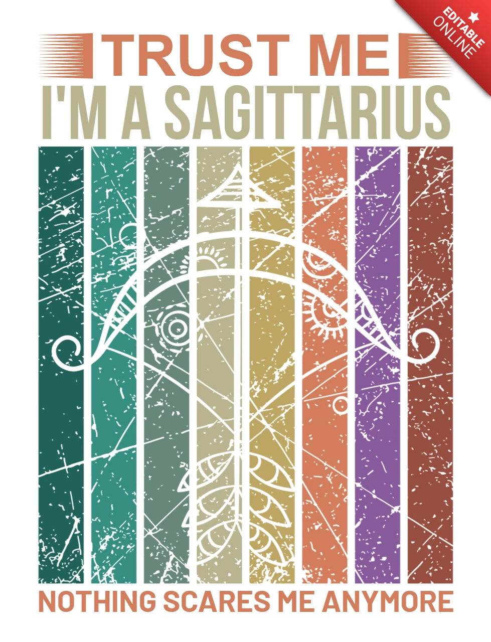Plantilla de diseño sagitario de inspiración vintage: trust me, i'm a sagittarius - fearless quote art