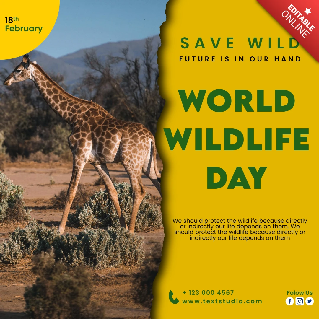 Wereld wildlife dag ontwerpsjabloon voor bewustwordingscampagnes