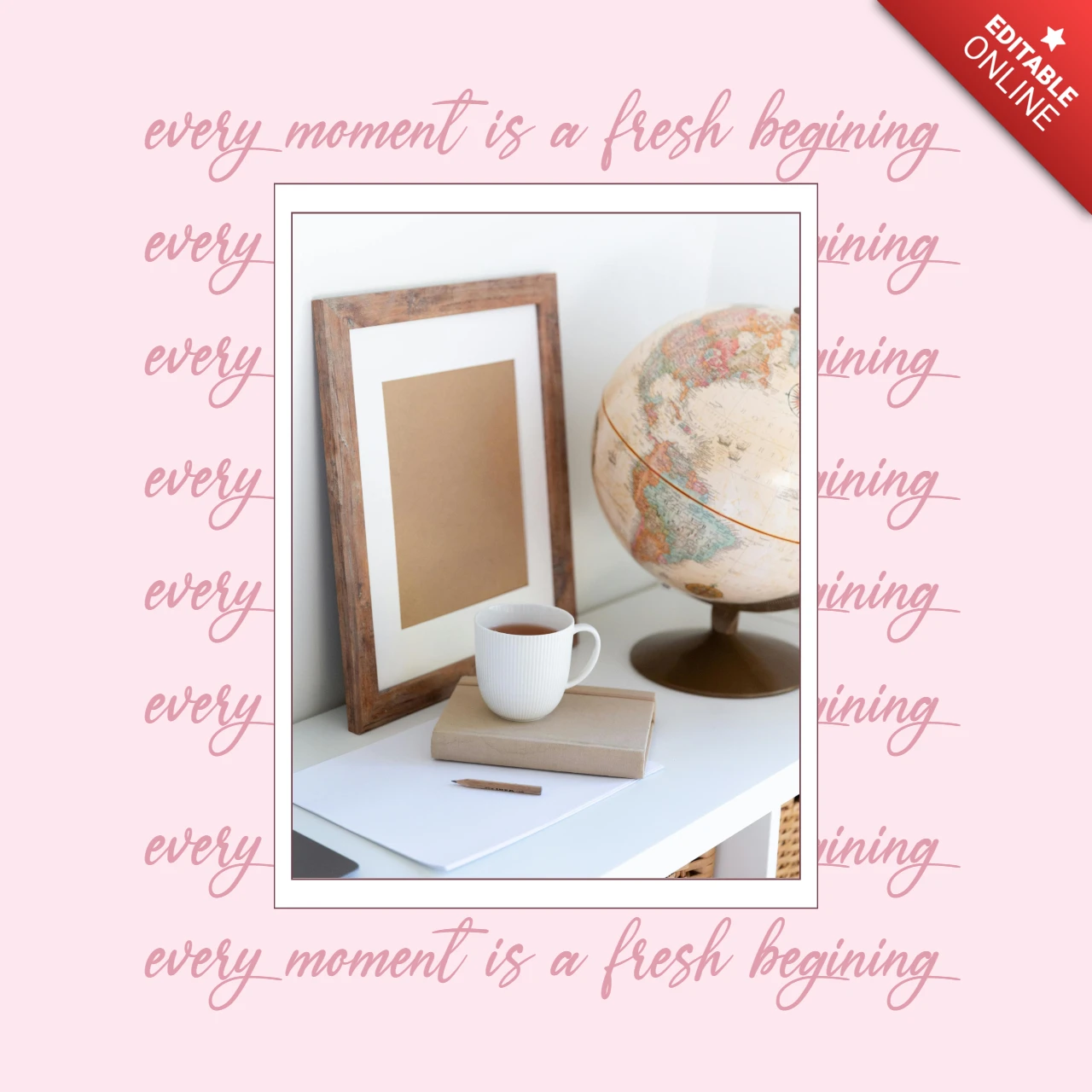 Photo Frame Pink Instagram Post Design Template