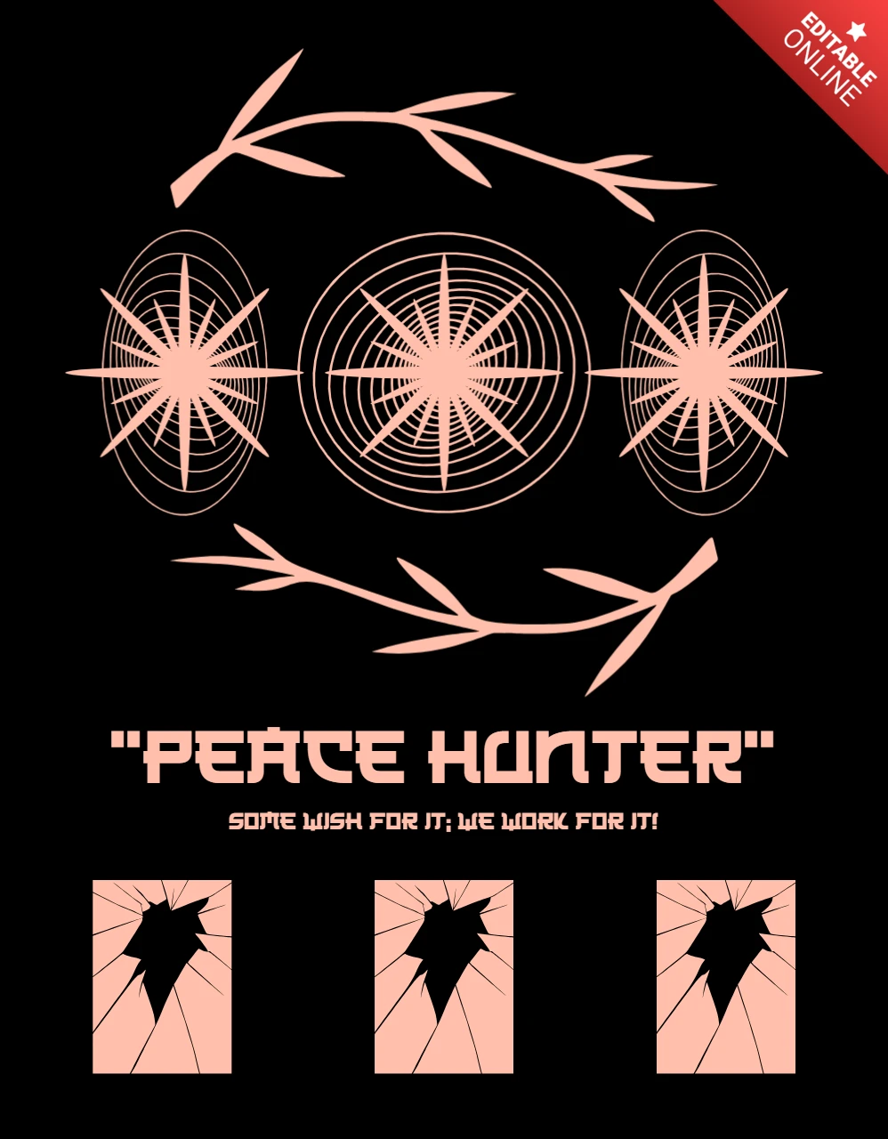 Template di design grafico "Peace Hunter" per abbigliamento e merchandise