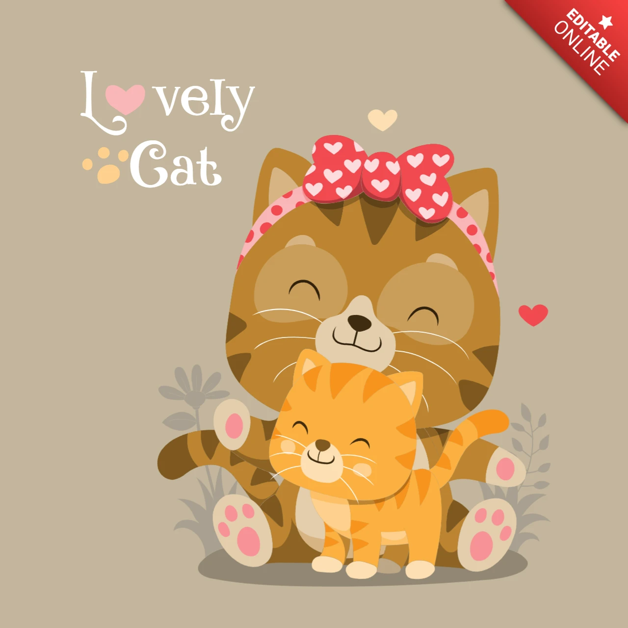 Preciosa plantilla de diseño de gato para portada de libro infantil