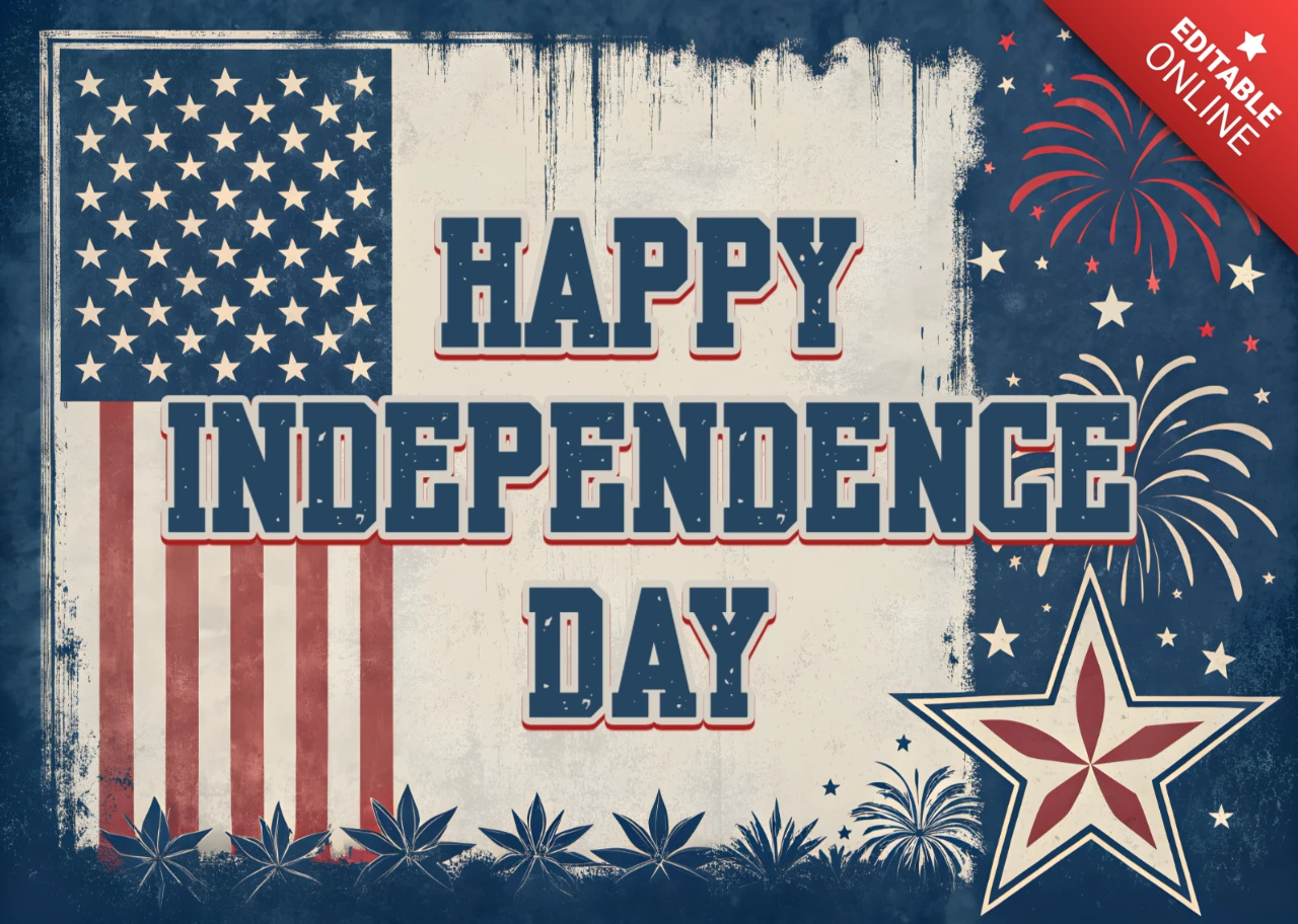 Vintage Independence Day Celebration Design Template with American Flag and Military Style