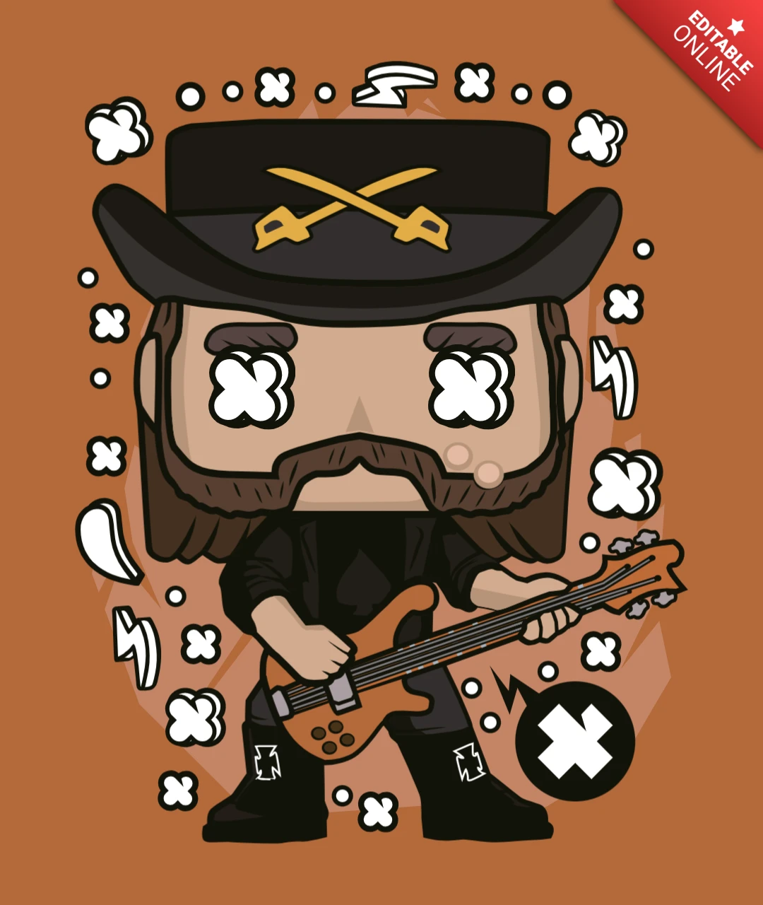 Lemmy motorhead cultura pop plantilla de diseño de camiseta