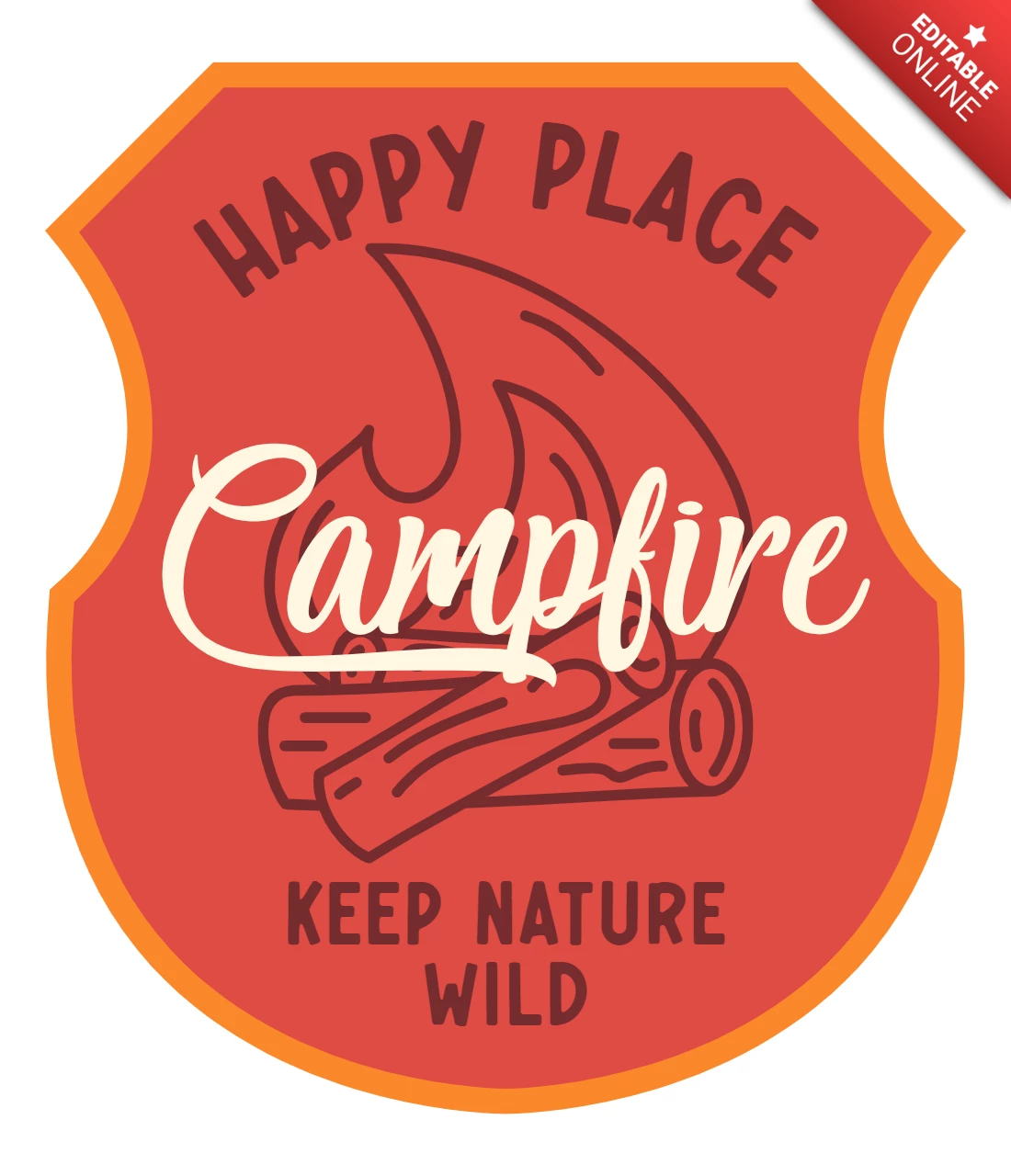 Campfire Badge Template Design