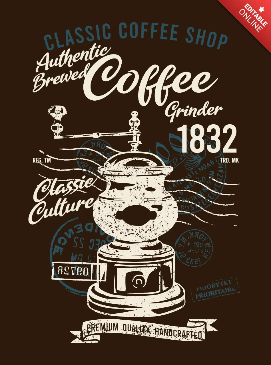 Coffee Grinder T-Shirt Design Template