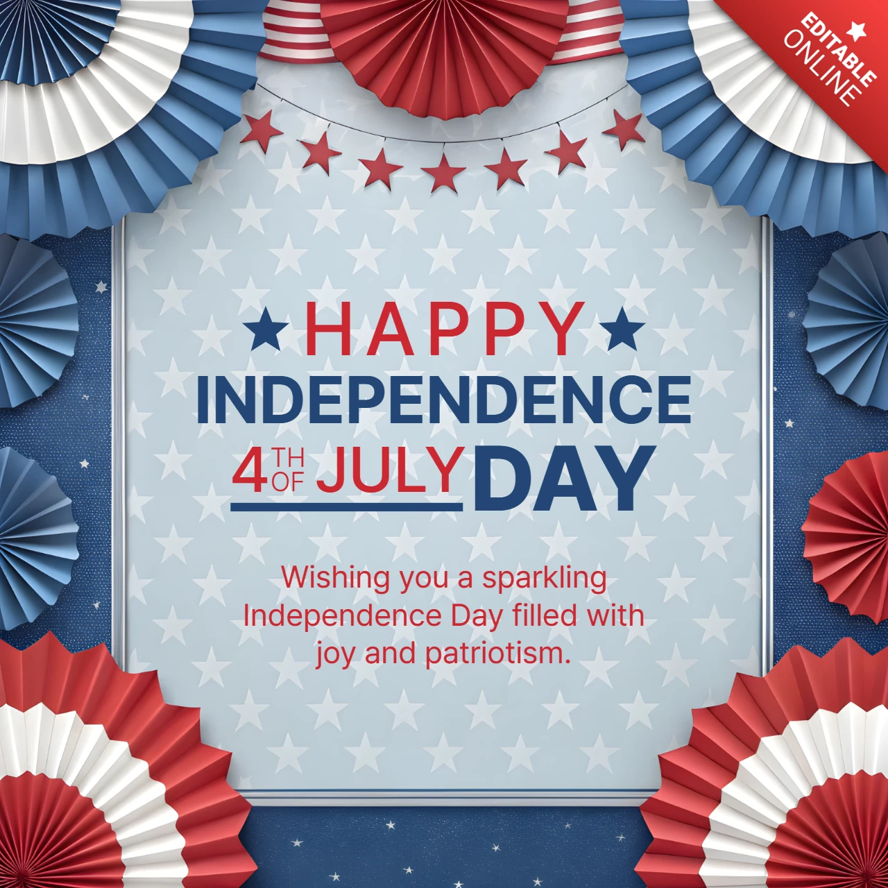 Modèle de célébration de la fête de l'indépendance patriotique avec un design de éventails en papier festifs