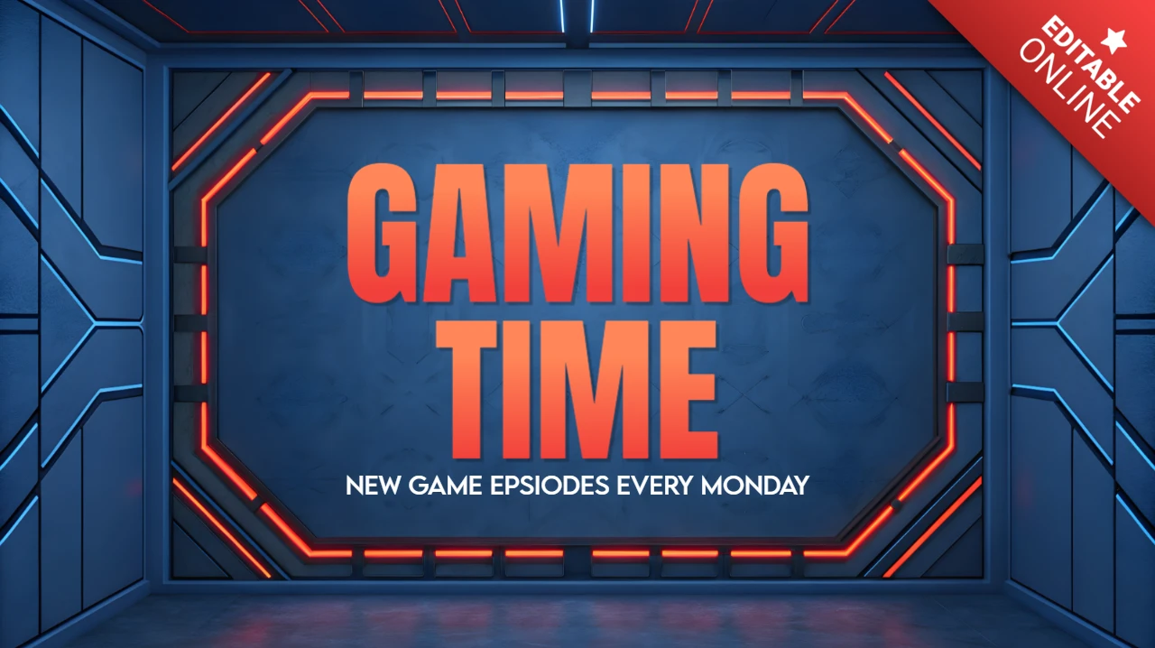 Futuristisches Gaming-Zeitvorlagen-Design für wöchentliche Episoden