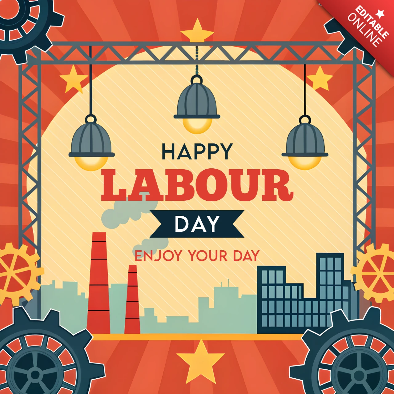 Happy Labour Day Retro Design Template for Celebratory Events