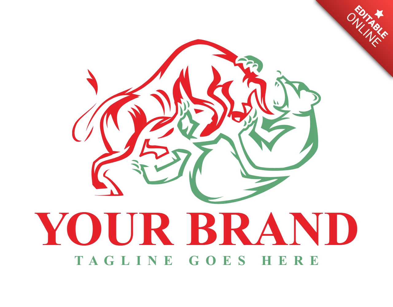 Bull vs Bear Logo Design Template