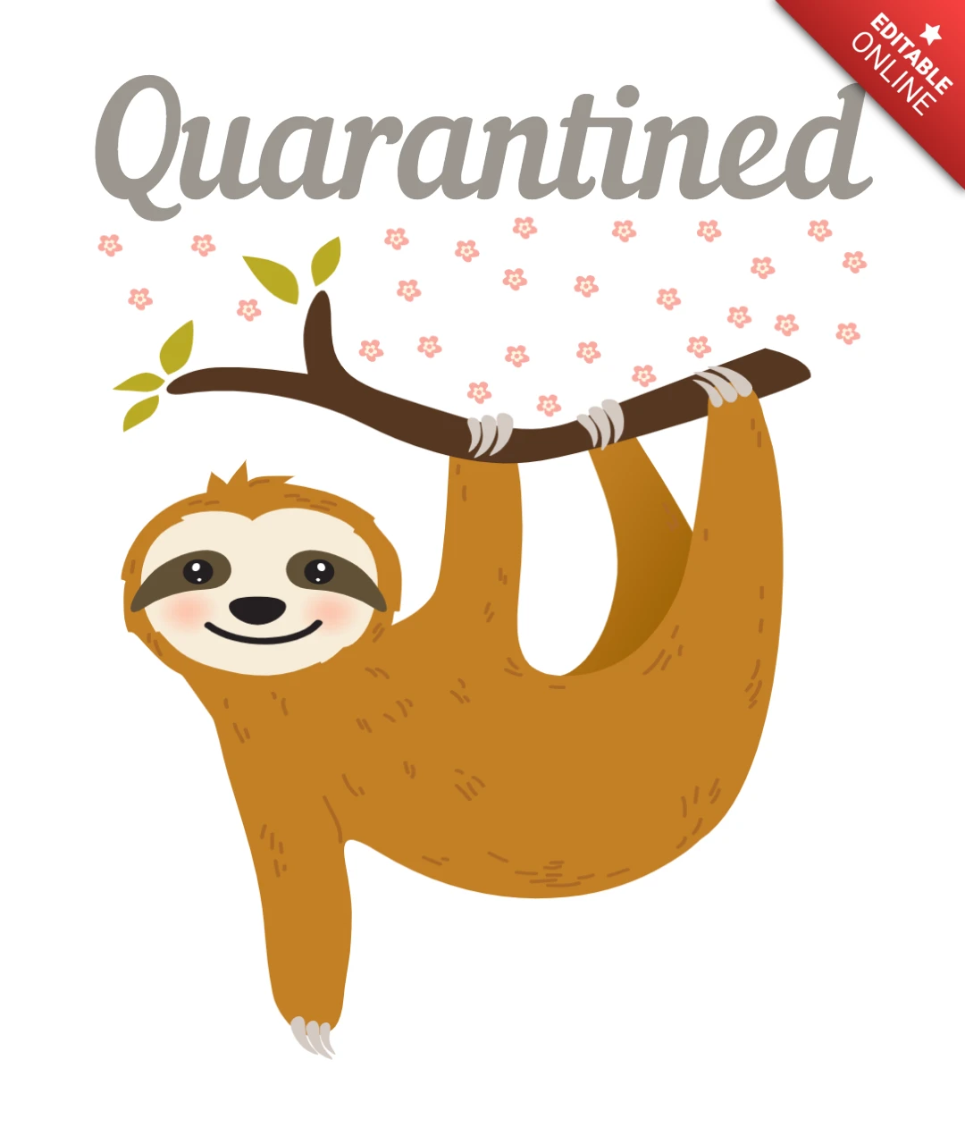 Funny Sloth Quarantine Tee Perfect for Staying Chill T-Shirt Design Template