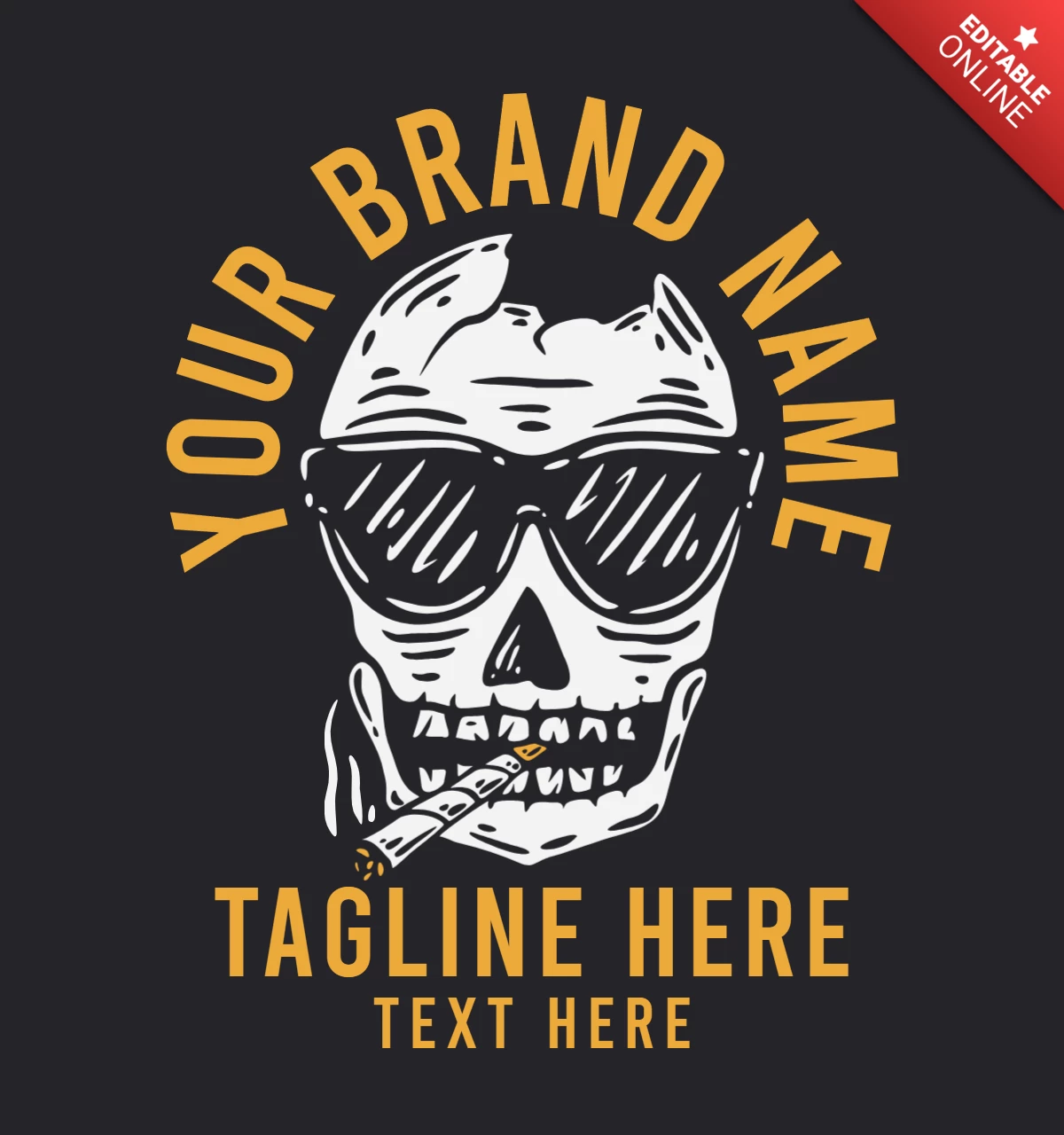 Hipster Skull Smoking T-shirt Design Template