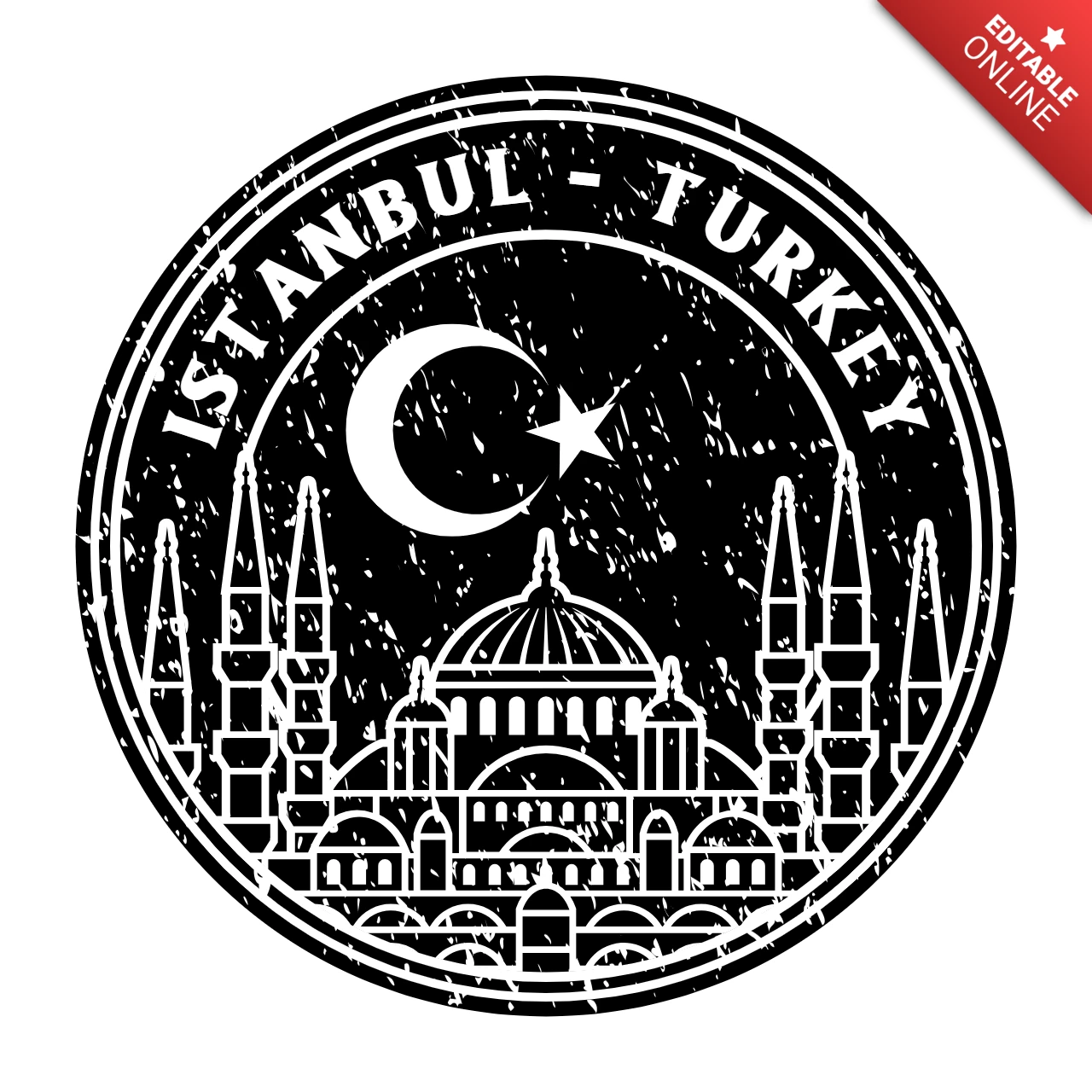 Istanbul turkije badge logo ontwerp sjabloon zwart