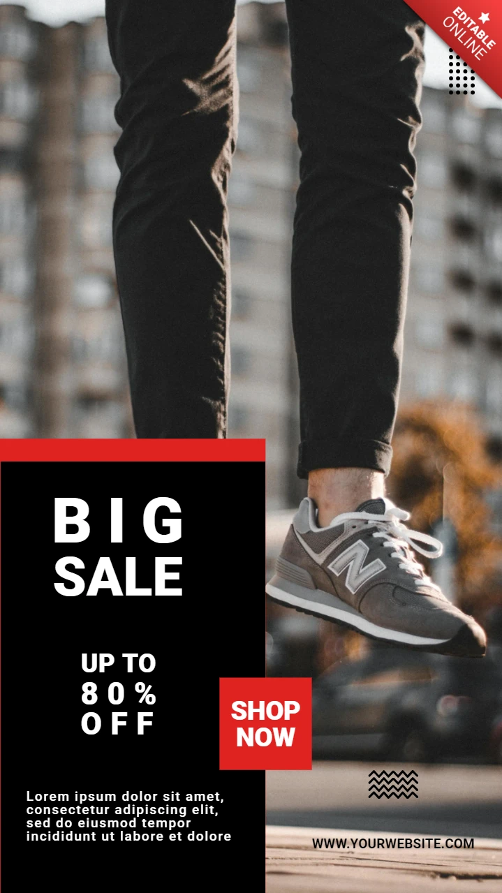 Modèle de conception de publication d'histoire sur les réseaux sociaux pour baskets streetwear
