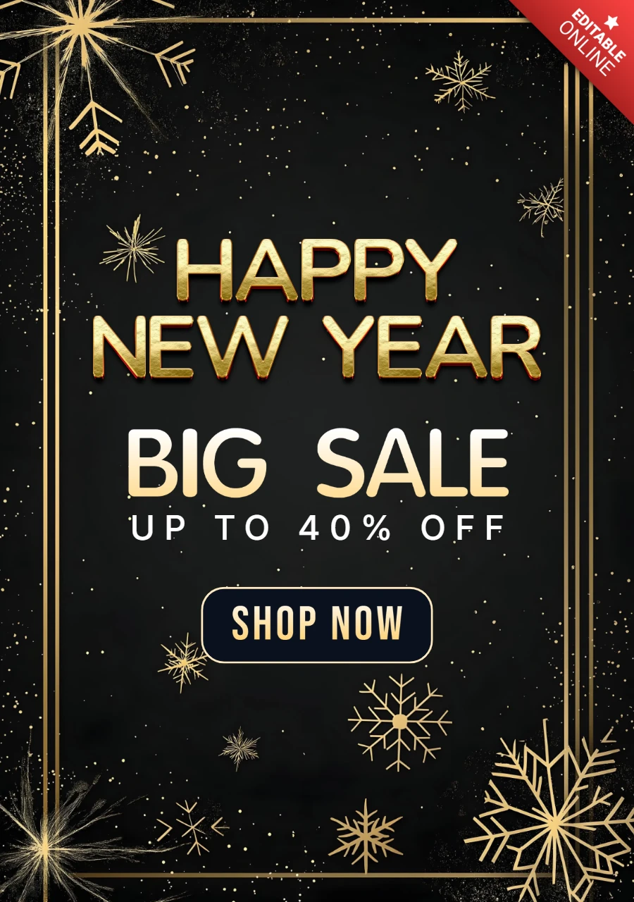 Timeless Black and Gold Happy New Marketing Story Template