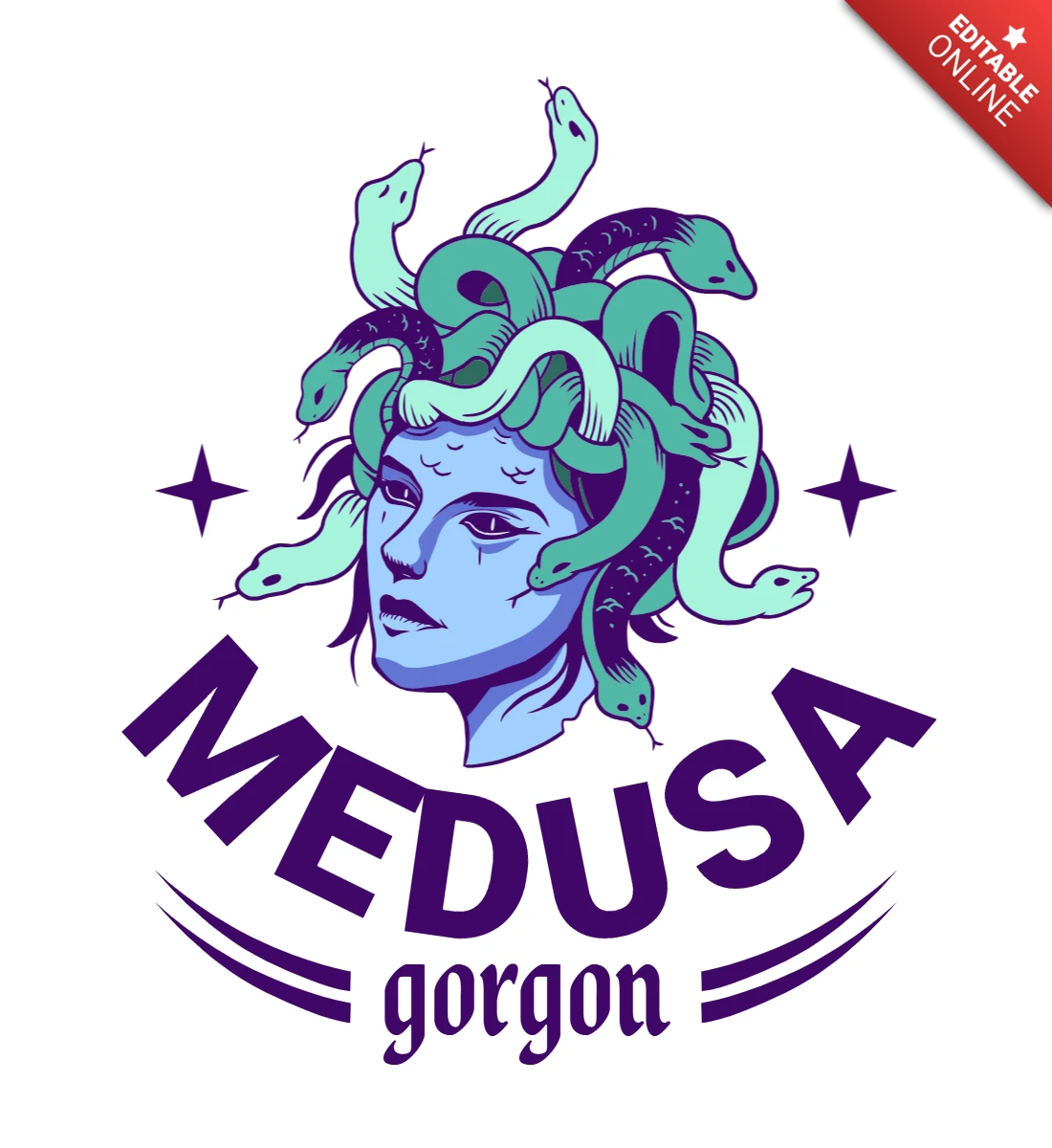 Medusa Gorgon Graphic Design Template - Bold and Artistic Style