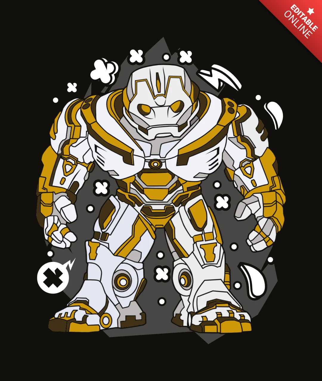 White Iron Man Pop Culture T-Shirt Design Template