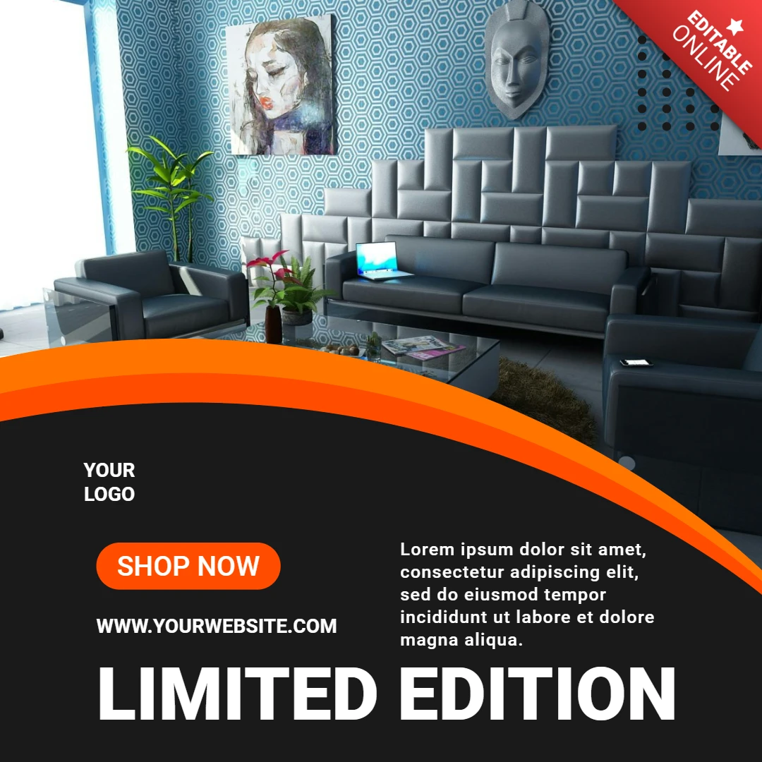 Curve – Schwarz-Orange – Vorlage für Marketing-Instagram-Posts