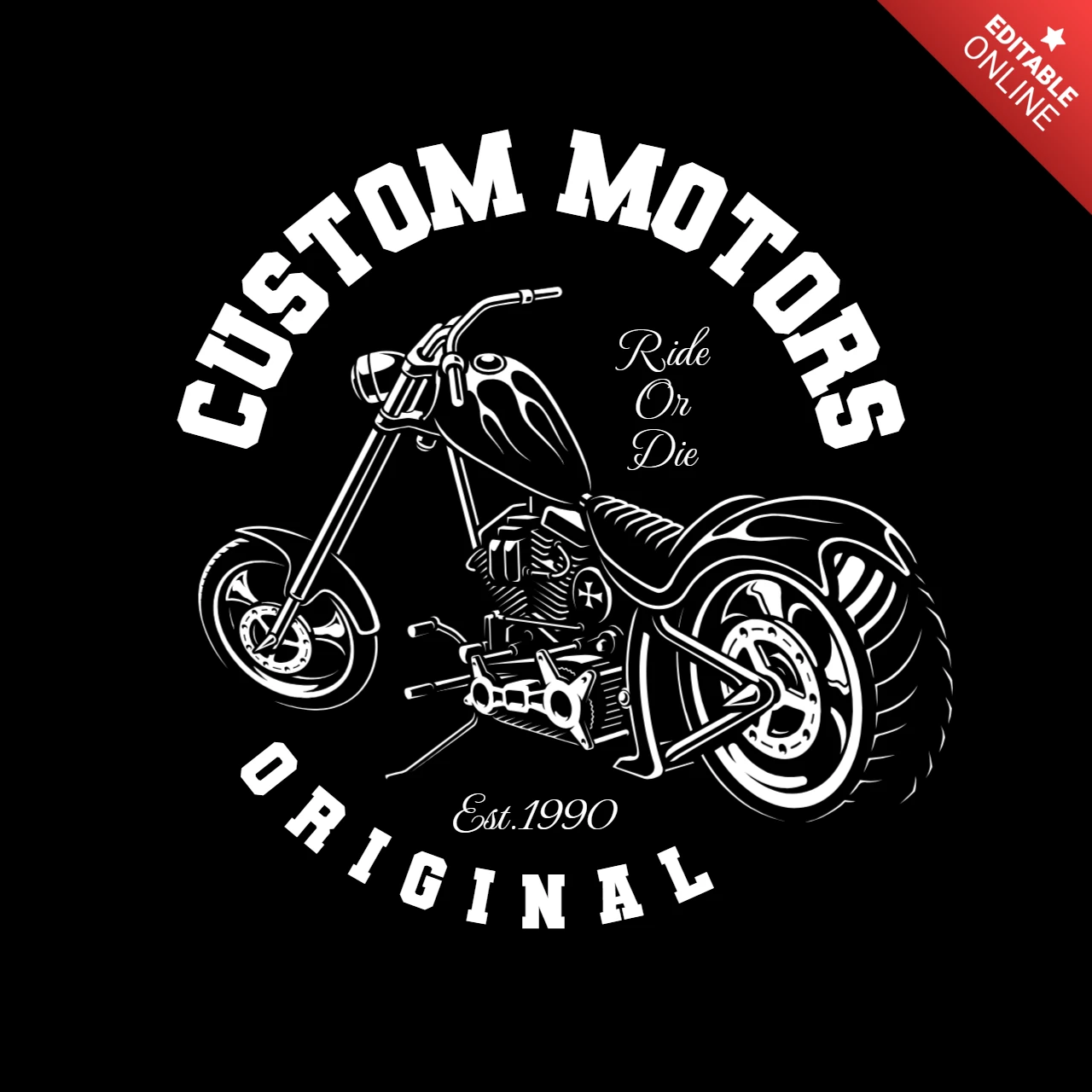 Custom Motorcycle Chopper T-Shirt Design Template