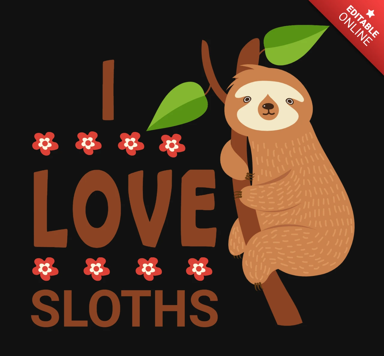 Stylish and Quirky Sloth Hanging From Tree T-Shirt Design Template