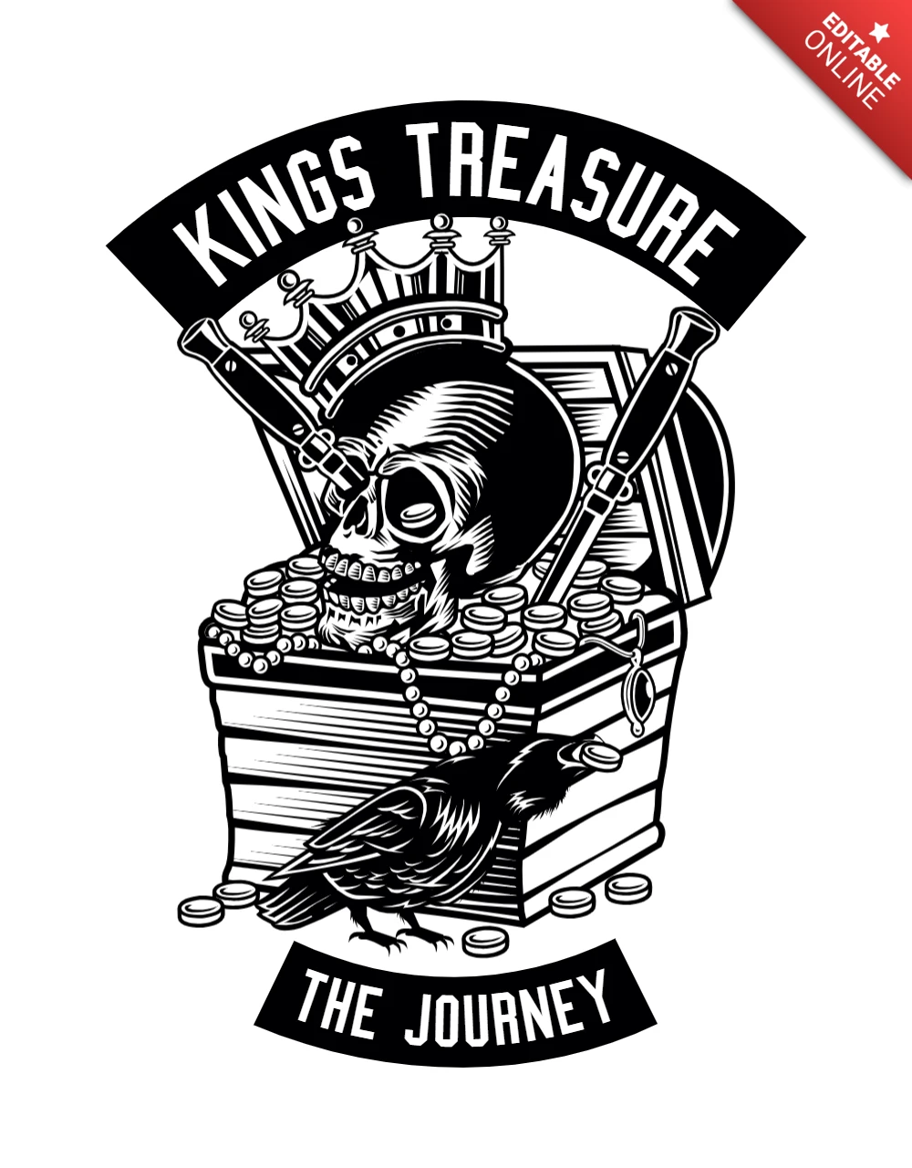 Kings schat schedel t-shirt ontwerp sjabloon