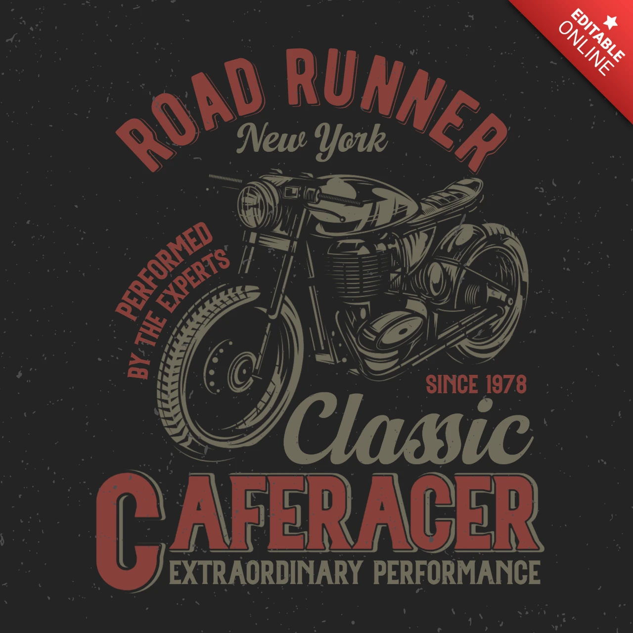 Vintage motorfiets t-shirt ontwerpsjabloon
